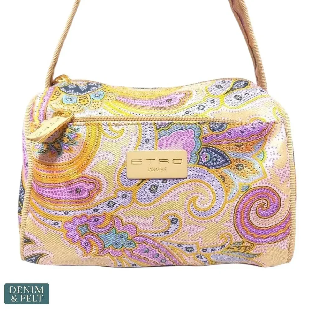 Etro Paisley Mini Zip Pouch Cosmetic‎ Bag Boho Festival Y2K Luxe Travel Designer